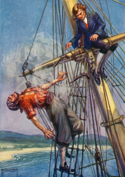 Ilustracja do Wyspy Skarbów Roberta Louisa Stevensona (kolor lito) autorstwa G.P. Micklewright