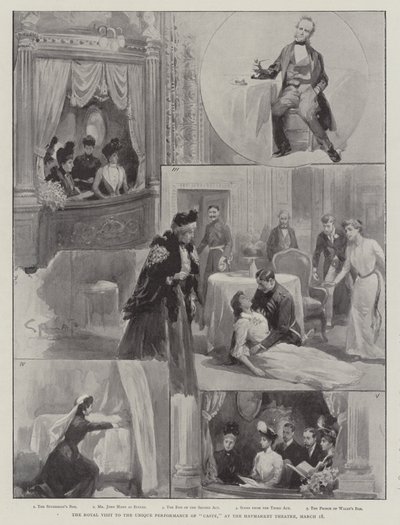 Królewska wizyta na wyjątkowym przedstawieniu Kasty, w Haymarket Theatre, 18 marca autorstwa G.S. Amato