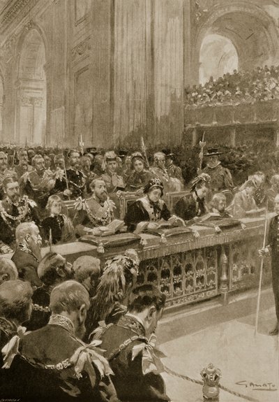 Nabożeństwo dziękczynne za odzyskanie księcia Walii, które odbyło się w katedrze św. Pawła, 27 lutego 1872, z „The Illustrated London News”, 1901 autorstwa G.S. Amato