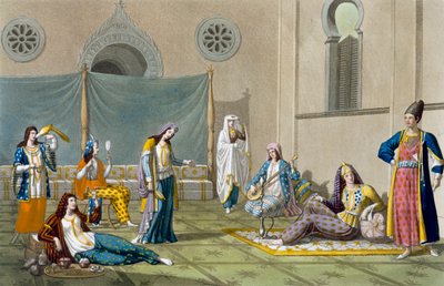 Harem perski, z „Le Costume Ancien et Moderne”, tom I, płyta 47, Jules Ferrario, wydana ok. 1820-30 autorstwa G. Bramati