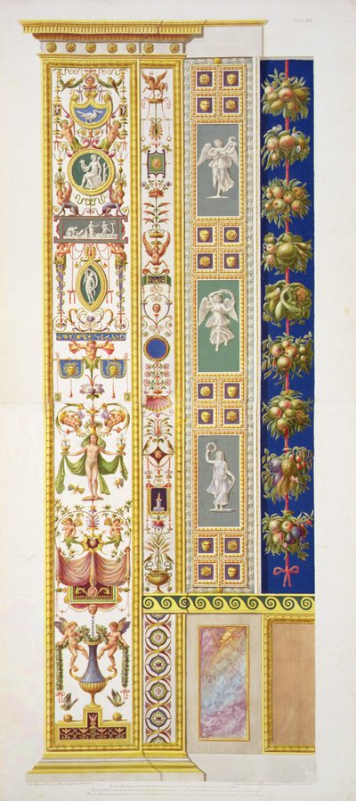 Panel z loggii Rafaela w Watykanie, z „Delle Loggie di Rafaele nel Vaticano”, grawerowany przez Giovanniego Ottavianiego (ok.1735-1808), opublikowany ok.1772-77 (ręcznie barwiony grawerunek) autorstwa G. and Camporesi P. Savorelli