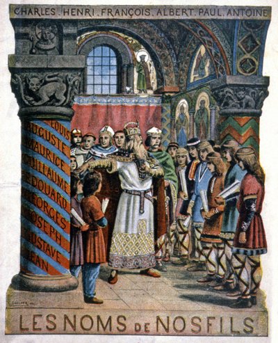 Karol Wielki i szkoła, ok. 1900 r. (ilustracja) autorstwa G. Dascher