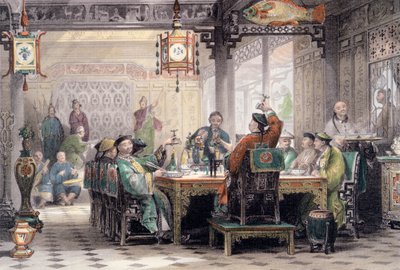 „Przyjęcie obiadowe w domu mandaryna”, Chiny, 1843 r. autorstwa G Patterson