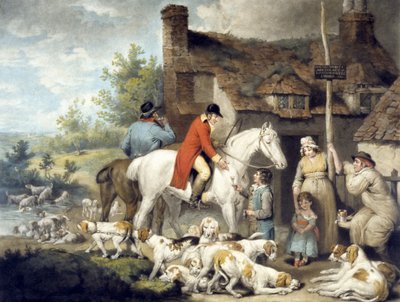 Przed wiejskim alehouse, grawerowane przez Williama Warda autorstwa G. and Ward J. Morland