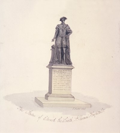 Statua Edwarda VI w szpitalu św. Tomasza, Southwark, Londyn, 1825 r. autorstwa G Yates