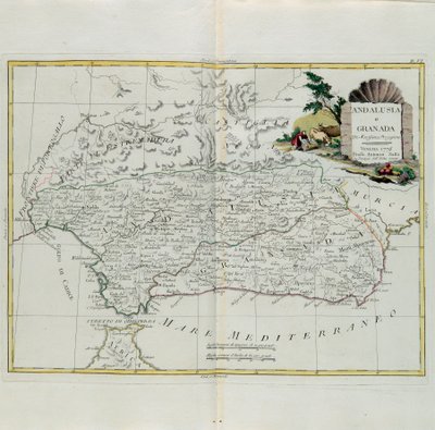 Andaluzja i Granada, rycina G. Zulianiego zaczerpnięta z Tomu I najnowszego Atlasu wydanego w Wenecji w 1776 r. przez Antonio Zattę, zbiory prywatne autorstwa G. Zuliani