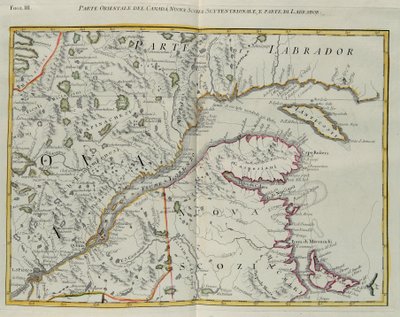 Wschodnia część Kanady, północna Nowa Szkocja i część Labradoru, rycina G. Zulianiego zaczerpnięta z tomu I „Najnowszego Atlasu” wydanego w Wenecji w 1778 r. przez Antonio Zattę, kolekcja prywatna autorstwa G. Zuliani