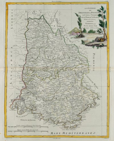Governances of Dauphin, Provence, County of Venaissin i Principate of Orange, rycina G. Zulianiego zaczerpnięta z Tome I najnowszego Atlasu opublikowanego w Wenecji w 1777 przez Antonio Zattę, Priv autorstwa G. Zuliani