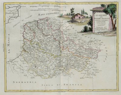 Governance of French Flanders, Artois, Pikardia i Boulonois, rycina G. Zulianiego zaczerpnięta z Tomu I najnowszego Atlasu wydanego w Wenecji w 1776 r. przez Antonio Zattę, kolekcja prywatna autorstwa G. Zuliani