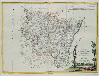 Governances of Lorraine, Barr and Alsace, rycina G. Zulianiego zaczerpnięta z tomu I „Najnowszego Atlasu” wydanego w Wenecji przez Antonio Zattę, kolekcja prywatna autorstwa G. Zuliani