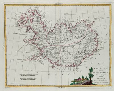 Islandia podzielona na dzielnice, rycina G. Zulianiego zaczerpnięta z Księgi III „Najnowszego Atlasu” wydanego w Wenecji w 1781 r. przez Antonio Zattę, Kolekcja prywatna autorstwa G. Zuliani