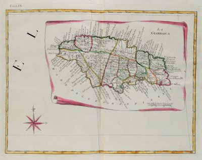 Jamajka, rycina G. Zulianiego zaczerpnięta z Tomu I „Najnowszego Atlasu” wydanego w Wenecji w 1778 r. przez Antonio Zattę, kolekcja prywatna autorstwa G. Zuliani