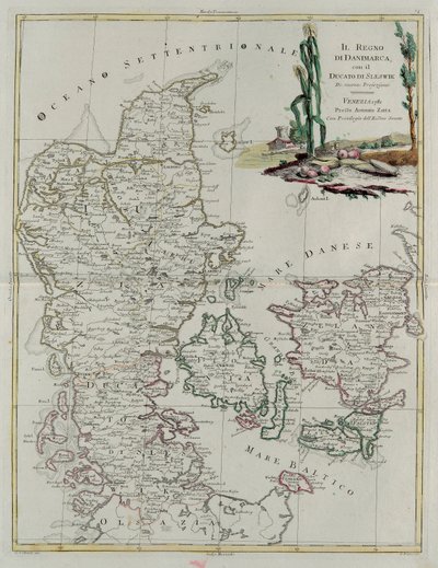 Królestwo Danii z księstwem śląskim, rycina G. Zulianiego zaczerpnięta z tomu III „Najnowszego Atlasu” wydanego w Wenecji w 1781 r. przez Antonio Zattę, zbiory prywatne autorstwa G. Zuliani