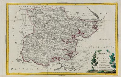 Prowincja Essex, rycina G. Zulianiego zaczerpnięta z tomu I „Najnowszego Atlasu” wydanego w Wenecji w 1779 r. przez Antonio Zattę, kolekcja prywatna autorstwa G. Zuliani