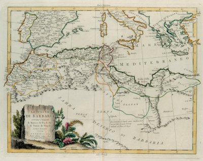 Wybrzeże Barbary lub Królestwa Maroka, Fezu, Algierii, Tunezji i Trypolisu wraz z sąsiednimi krajami, rycina G. Zulianiego zaczerpnięta z Tome IV „Najnowszego Atlasu” wydanego w Wenecji w 1784 r. przez Antonio Zattę, zbiory prywatne autorstwa G. Zuliani
