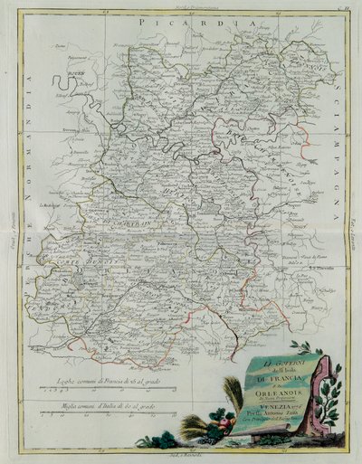 The Governances of the Ile de France and Orleans, rycina G. Zulianiego zaczerpnięta z Tomu I najnowszego Atlasu wydanego w Wenecji w 1776 r. przez Antonio Zattę, kolekcja prywatna autorstwa G. Zuliani