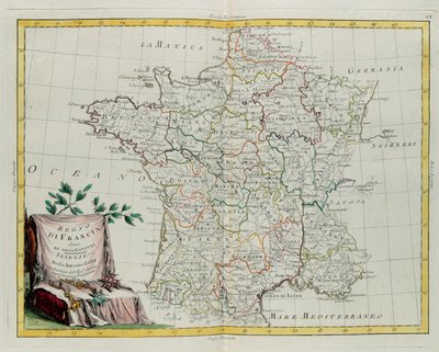 Królestwo Francji podzielone na rządy, rycina G. Zulianiego zaczerpnięta z Tomu I najnowszego Atlasu wydanego w Wenecji w 1776 r. przez Antonio Zattę, Kolekcja prywatna autorstwa G. Zuliani