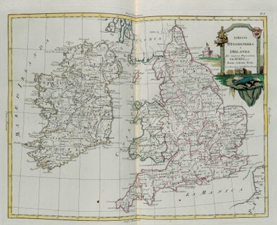 The Kingdoms of England and Ireland, rycina G. Zulianiego zaczerpnięta z Tome I najnowszego Atlasu opublikowanego w Wenecji w 1776 roku przez Antonio Zattę, kolekcja prywatna autorstwa G. Zuliani