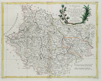 Palatynaty Posnanii, Gniesna, Brześcia, Kalisza i Inowrocławia, sztychowane przez G. Zulianiego, zaczerpnięte z tomu III „Najnowszego Atlasu” wydanego w Wenecji w 1781 r. przez Antonio Zattę, zbiory prywatne autorstwa G. Zuliani