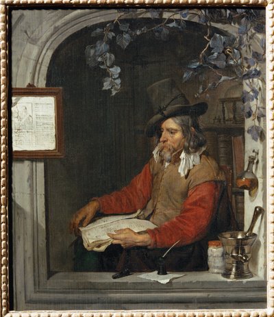 Aptekarz, znany również jako chemik ... autorstwa Gabriel (attr. to) Metsu