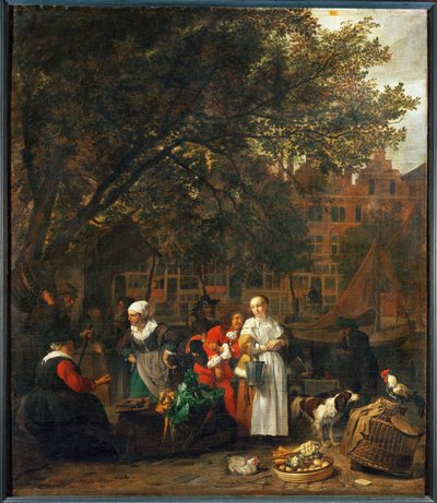 Targ warzywny w Amsterdamie, Holandia ... autorstwa Gabriel (attr. to) Metsu