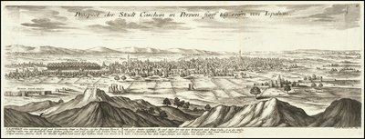 1720 ilustracja - Perspektywa miasta Cashan w Persji, pięć dni drogi od Ispahanu autorstwa Gabriel Bodenehr