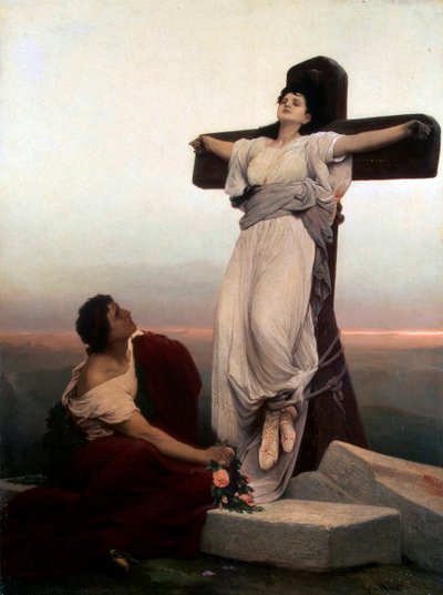 Chrześcijański męczennik na krzyżu”, Św. Julia, 1865. autorstwa Gabriel Cornelius Max Ritter von