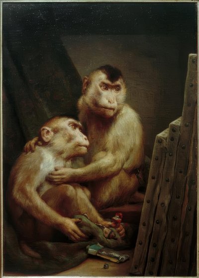 Małpy patrzą na obrazy autorstwa Gabriel Cornelius Ritter von Max