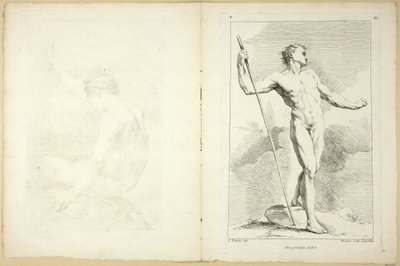 Figura (recto i verso), z II księgi figur akademii rytowanych częściowo przez profesorów Akademii Królewskiej autorstwa Gabriel Huquier