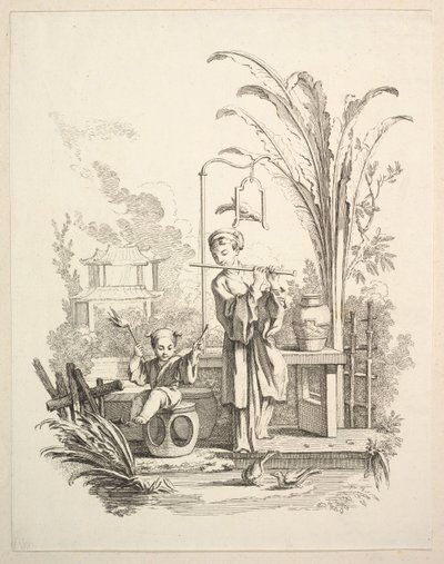 Flecistka i kotlista dziecięca, ca. 1742. autorstwa Gabriel Huquier