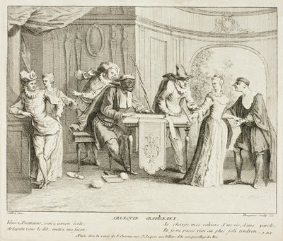 Płyta z Livre de Scènes Comiques autorstwa Gabriel Huquier