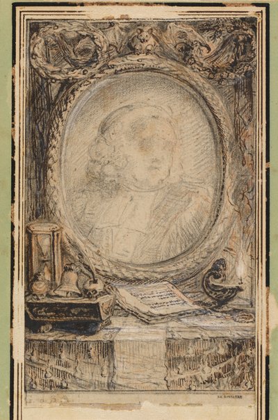Ramka alegoryczna z nietoperzem autorstwa Gabriel Jacques de Saint Aubin