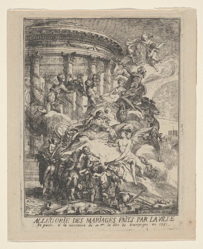 Alegoria małżeństw dokonanych przez miasto Paryż przy narodzinach księcia Burgundii autorstwa Gabriel Jacques de Saint Aubin