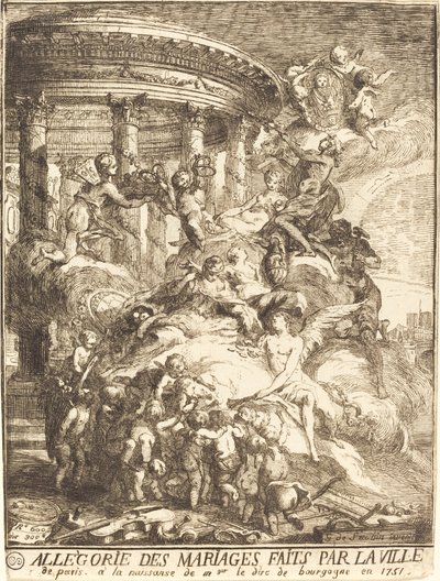 Alegoria małżeństw zawartych przez miasto Paryż przy narodzinach księcia Burgundii autorstwa Gabriel Jacques de Saint Aubin
