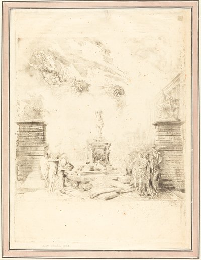 Alegoria wznoszenia posągu Ludwika XV (Alegoria założenia autorstwa Gabriel Jacques de Saint Aubin