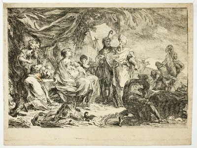 Laban szuka swoich bogów domowych autorstwa Gabriel Jacques de Saint Aubin