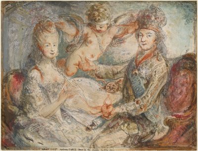 Ludwik XVI i Maria Antonina ukoronowani przez miłość autorstwa Gabriel Jacques de Saint Aubin