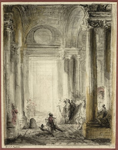 Wejście Akademii Architektury w Luwrze autorstwa Gabriel Jacques de Saint Aubin