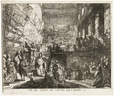 Widok Salonu w Luwrze w roku 1753 autorstwa Gabriel Jacques de Saint Aubin