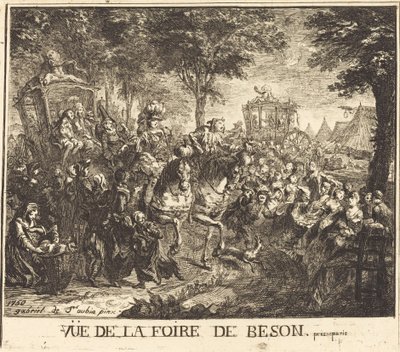 Widok na targi Bezons autorstwa Gabriel Jacques de Saint Aubin