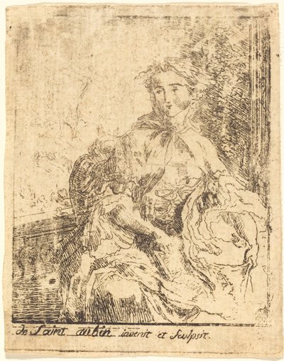 Młoda kobieta na tarasie autorstwa Gabriel Jacques de Saint Aubin
