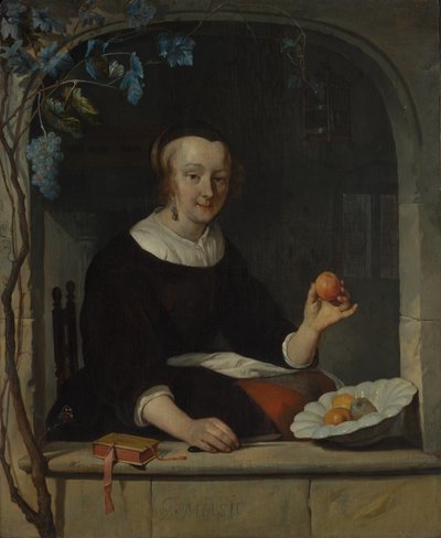 Kobieta siedząca przy oknie, początek lat 60. XVII wieku. autorstwa Gabriel Metsu