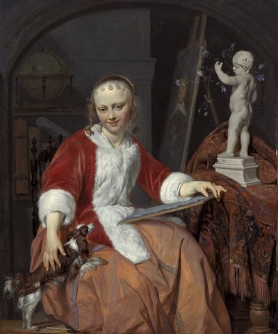 Portret Izabeli de Wolff (....-1718) jako artystki autorstwa Gabriel Metsu