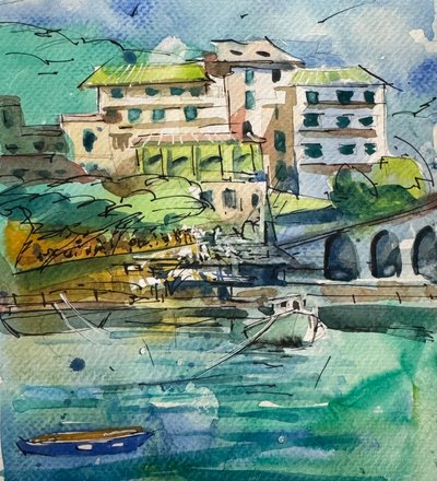 Studium Capri, 2024 (akwarela na papierze) autorstwa Gabriel Palma