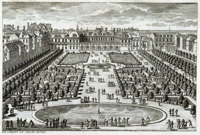 Widok na Parc du Palais Royal w Paryżu. Grawer Perelle, koniec XVII wieku. autorstwa Gabriel Perelle