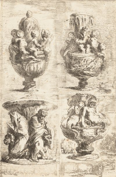 Cztery wazy, 1754. autorstwa Gabriel de Saint Aubin