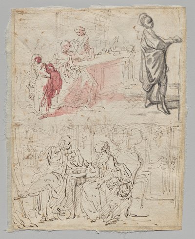 Scena teatralna (rekto) autorstwa Gabriel de Saint Aubin