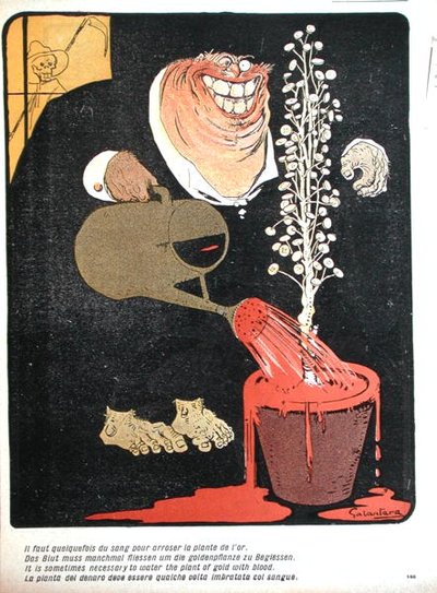 Złota roślina podlewana krwią, z „L