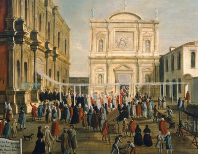 Doge and Lords in Church of San Rocco w dniu Świętym, Gabriel Bella (1730-1799) Olej na płótnie, 92,5x145,5 cm, Szczegół autorstwa Gabriele Bella