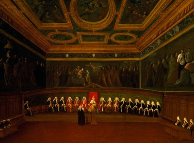 Sala Dziesięciu Rady w Wenecji, Gabriel Bella (1730-1799), olej na płótnie, 94x147 cm, Włochy autorstwa Gabriele Bella